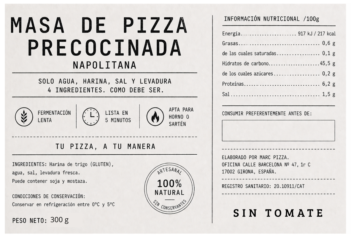 Pizza precocinada blanca (4 pizzas)