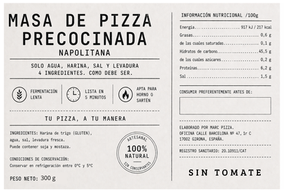 Pack 2 pizzas blancas y 2 pizzas tomate San Marzano