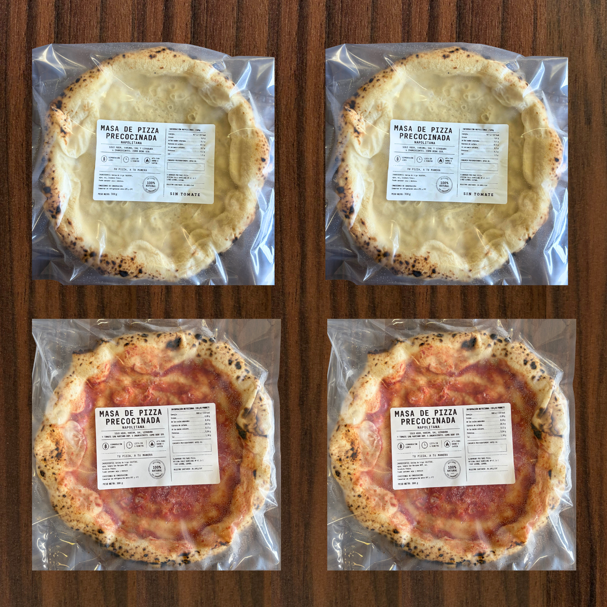 Pack 2 pizzas blancas y 2 pizzas tomate San Marzano